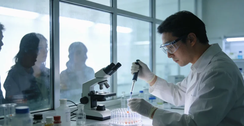 基因检测实验室内,技术人员正在