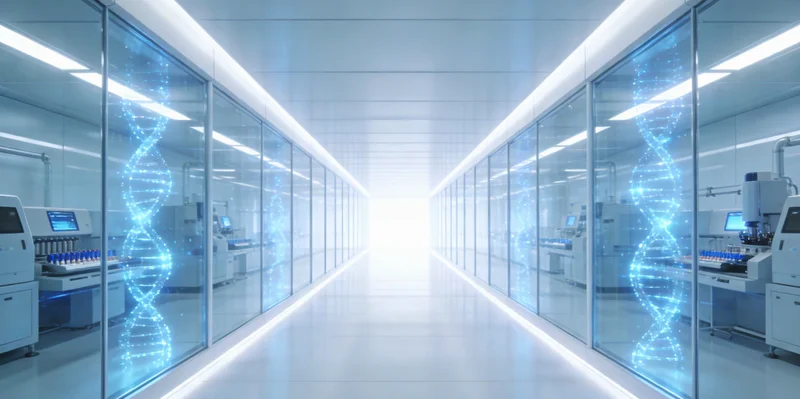 医生在诊室内向患者详细讲解基因