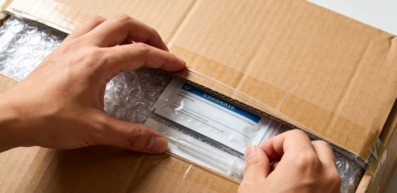 匿名检测采样套件与快递配送示意