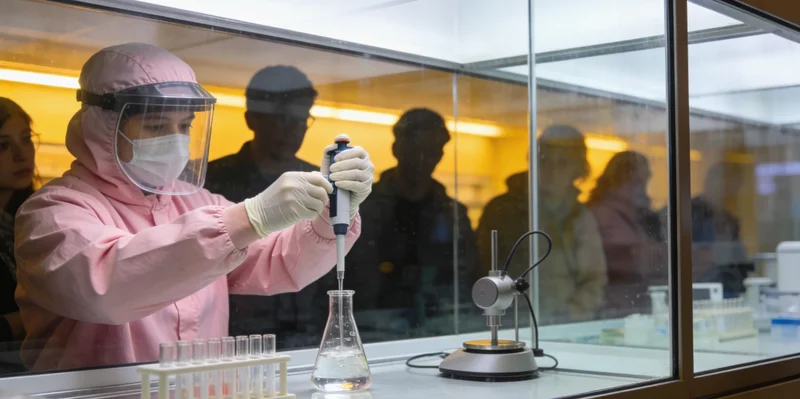 实验室技术人员在生物安全柜内进