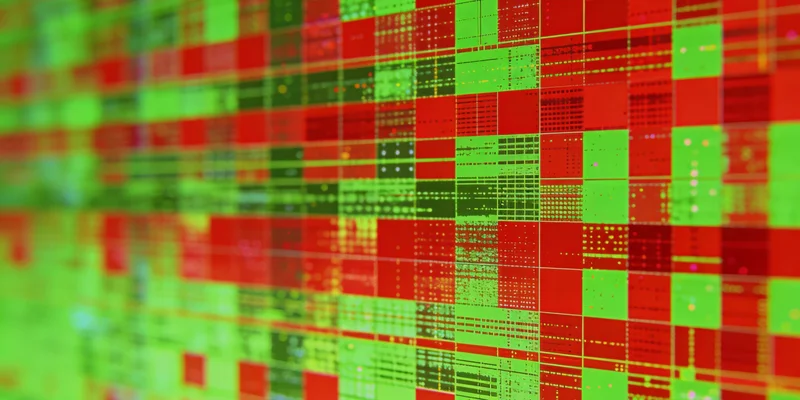 现代基因测序仪与屏幕上显示的复