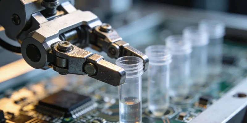 医生在灯箱前查看肺部CT影像，