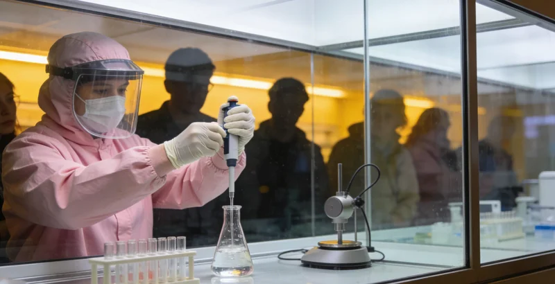 科研人员在生物安全实验室中操作