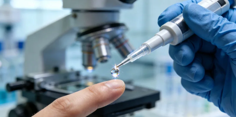 一位中年女性拿着检测报告，露出