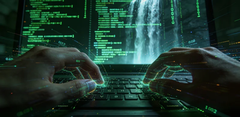 科研人员观察基因测序数据