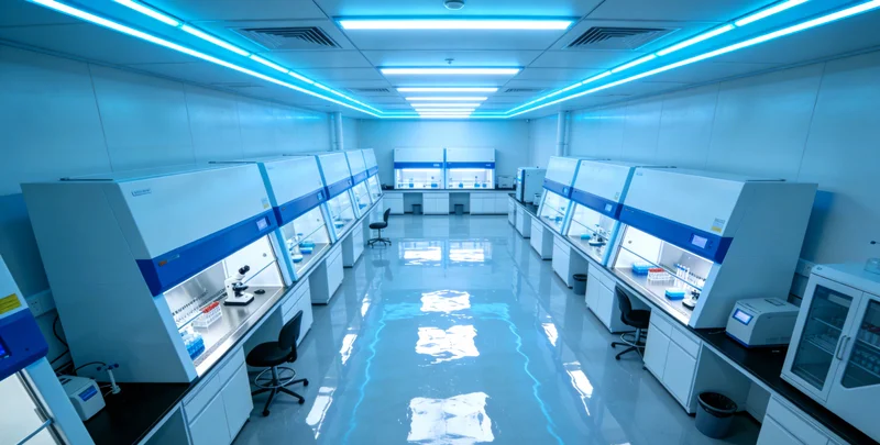 实验室内，检验人员正在操作精密