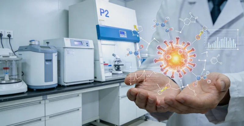 实验室技术人员进行基因测序数据