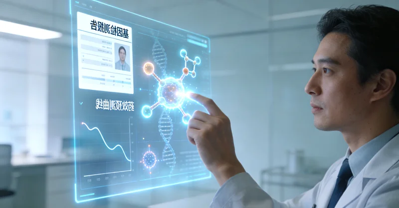 南昌医生与患者共同查看肺癌基因