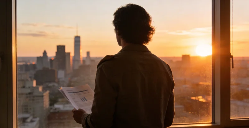 医生在诊室内，手持检测报告与患