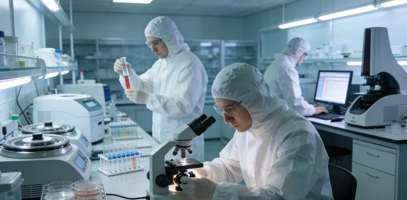 一位医生正在实验室操作精密仪器