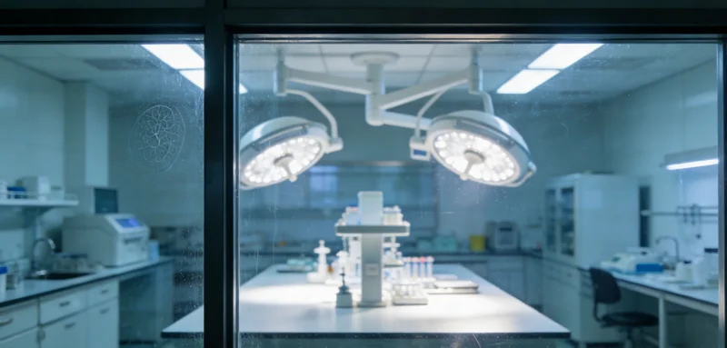 高科技医学实验室内部，展现检测