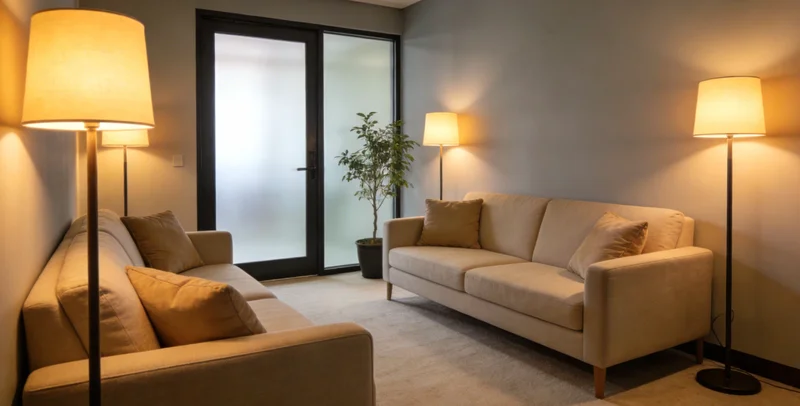 医生在诊室内与患者面对面坐着,