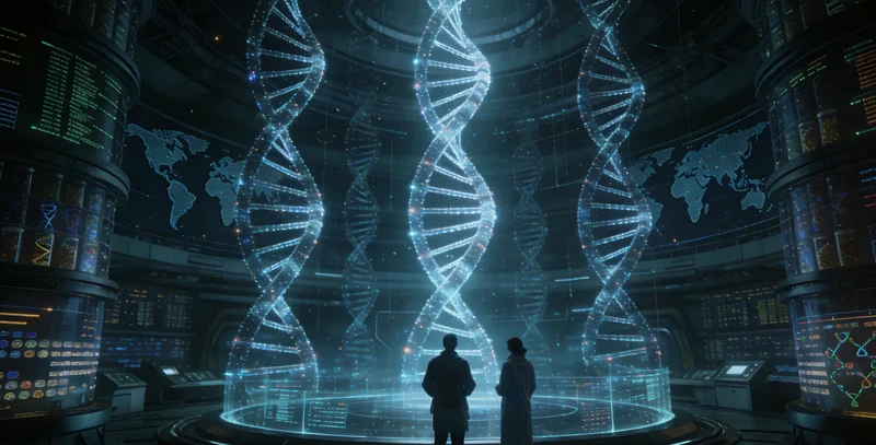 武汉城市夜景与DNA双螺旋结合