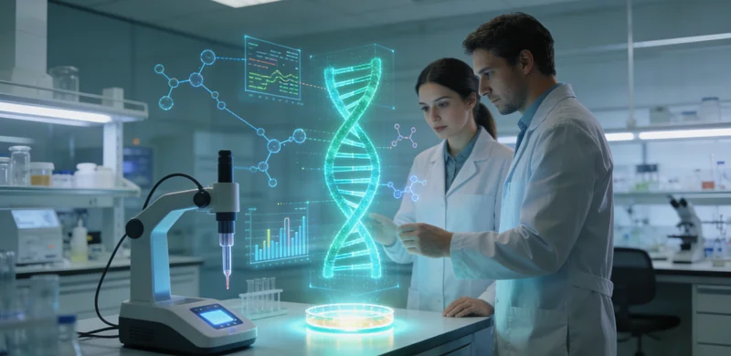 抽象DNA双螺旋与资阳城市剪影