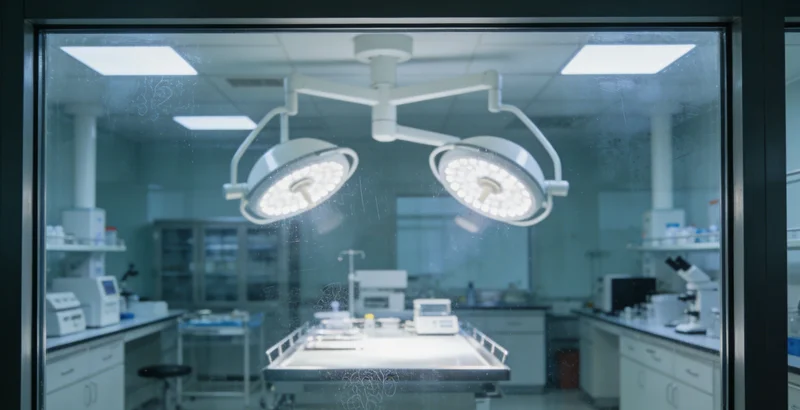 一位检验人员正在显微镜前观察样