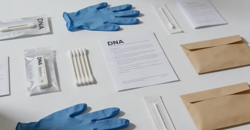 展示包含采样拭子、试管、说明书