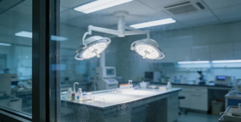 实验室内，检验人员正在操作显微