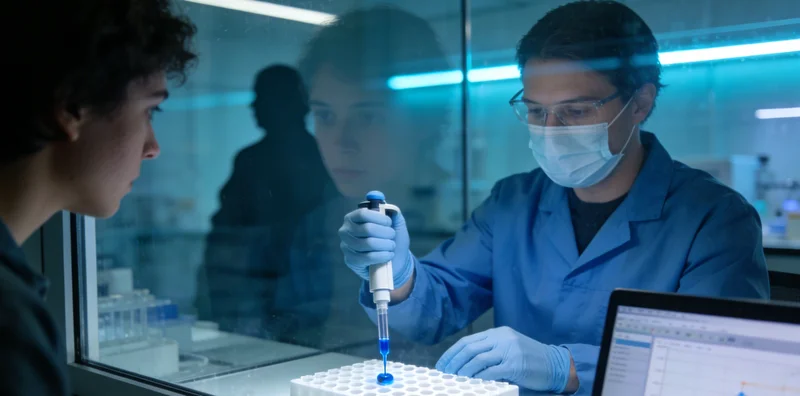 技术人员在无菌操作台进行基因样