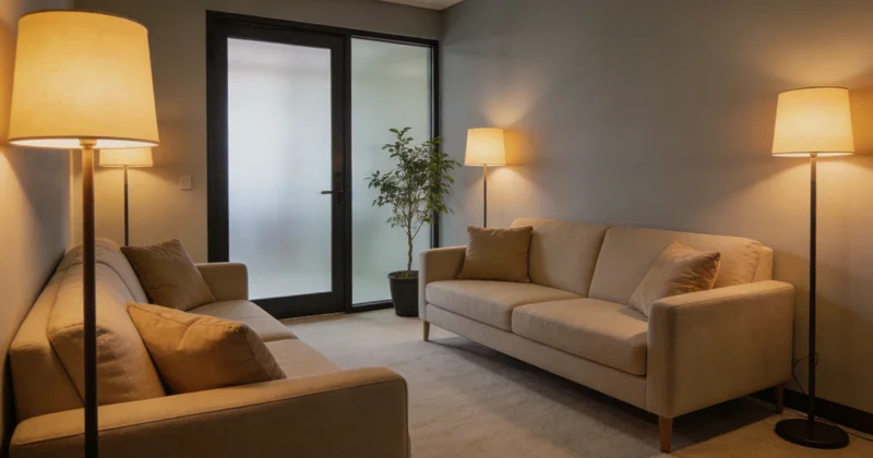 医生在诊室内与女性咨询者进行沟