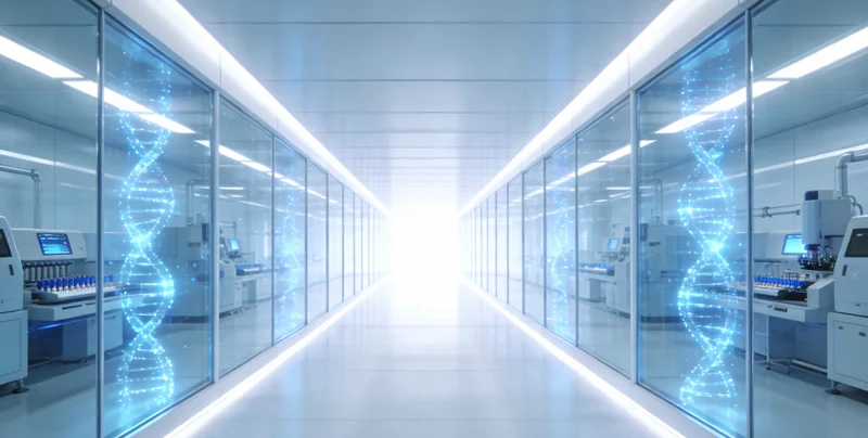 医生正向患者家属展示并解释基因