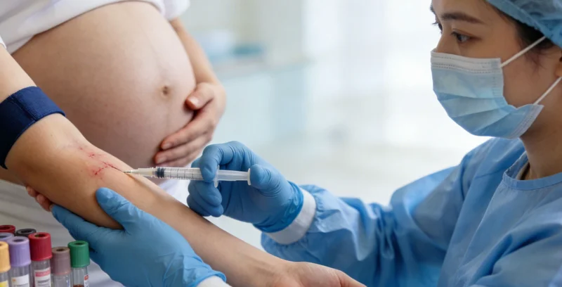 医生在诊室中,与患者及家属共同