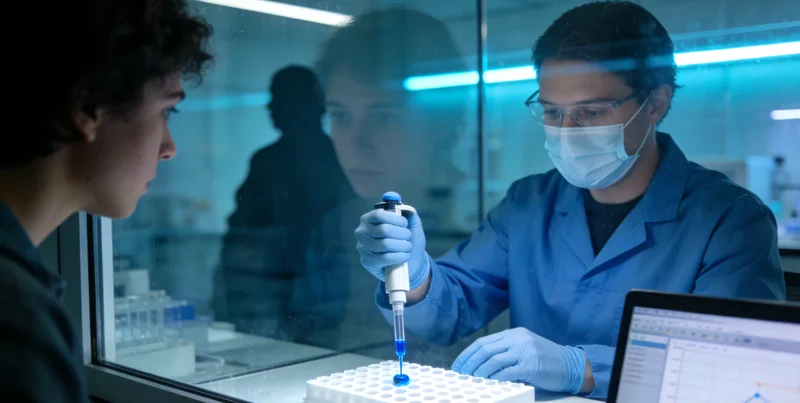 专业医学实验室内部，展示检测环