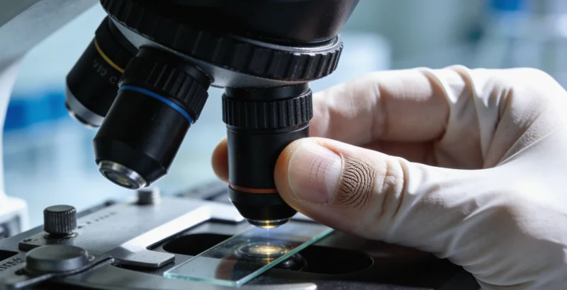 医生在电脑前查看基因检测报告，