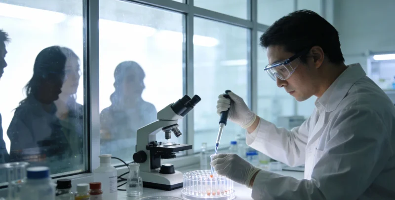 现代化实验室内，技术人员正在操