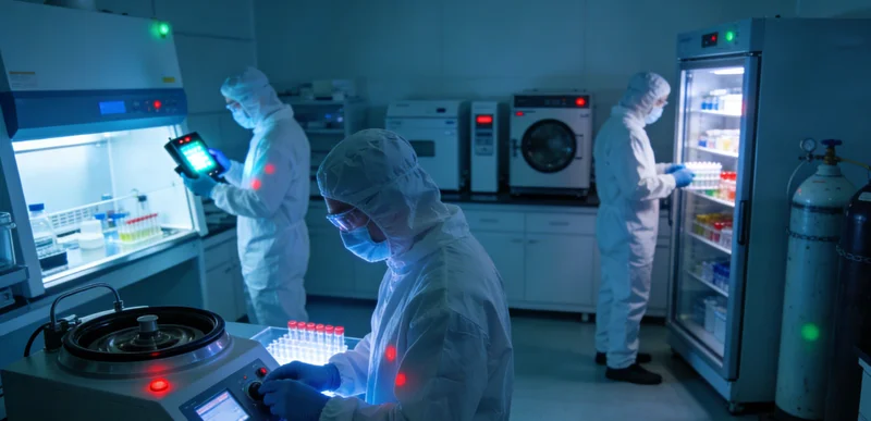 传统实验室检测场景，示意传统方