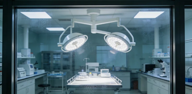 医生在实验室里仔细观察脑脊液检