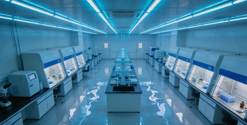 科研人员在现代化的实验室内进行
