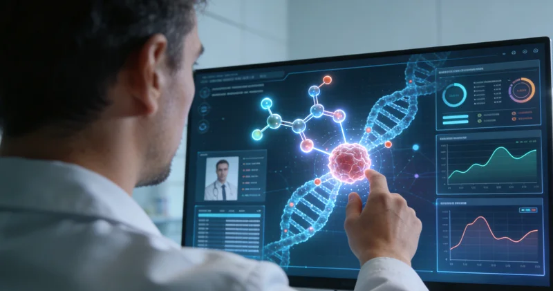 酒泉家庭与医生共同查看基因检测