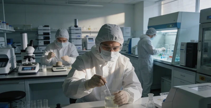 医生在办公室内仔细查看基因检测