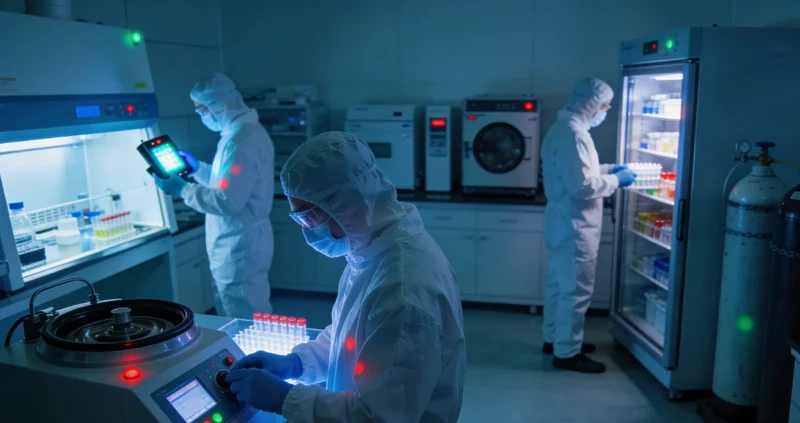 实验室技术人员正在分析基因测序