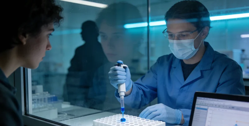 高科技基因测序实验室内部工作场