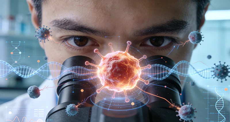 杭锦旗医院病理科医生观察病理切