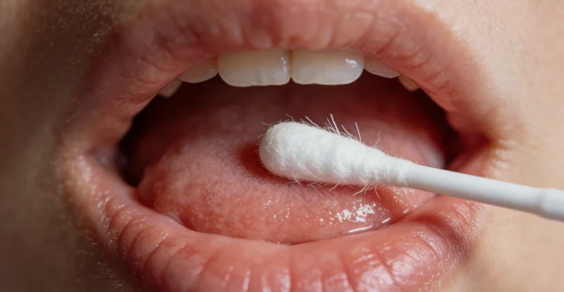 医护人员正在使用无菌拭子进行规