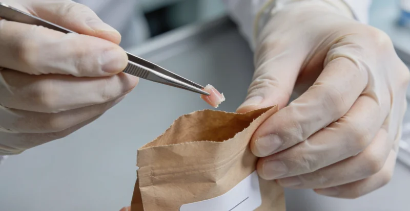 护士正在指导患者如何正确留取合