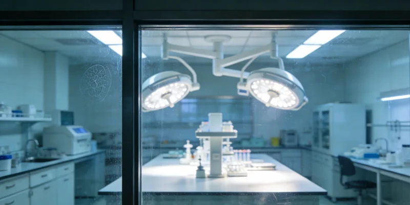 现代医学实验室内部,技术人员在