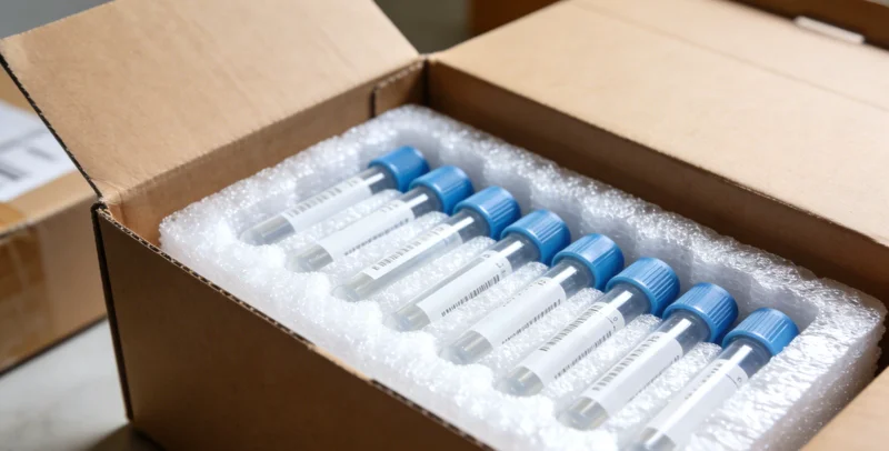 一个隐私包装的快递盒与一部显示