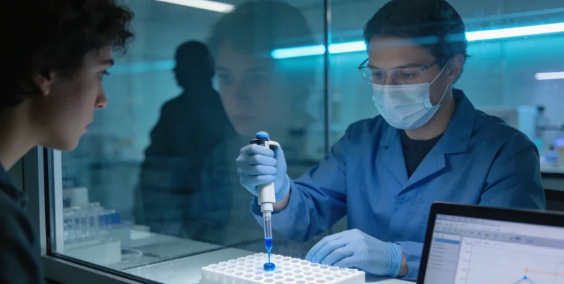 现代化基因测序实验室内部,充满