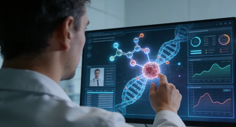 十堰市民查看基因检测报告与医生