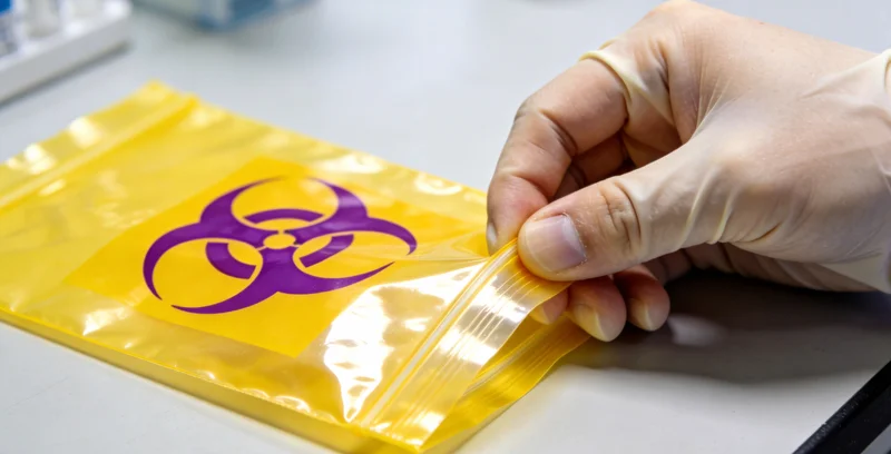 一名林业工作者在森林中作业，提