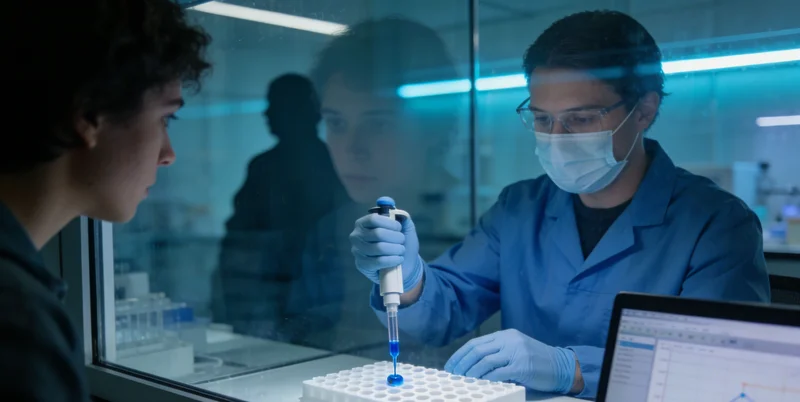 专业实验室内部,技术人员操作高