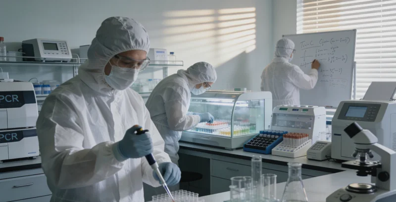 遗传咨询师正在向咨询者解释基因