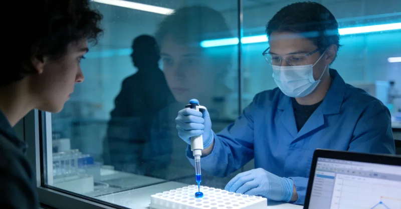 实验室内，专业技术人员正在操作