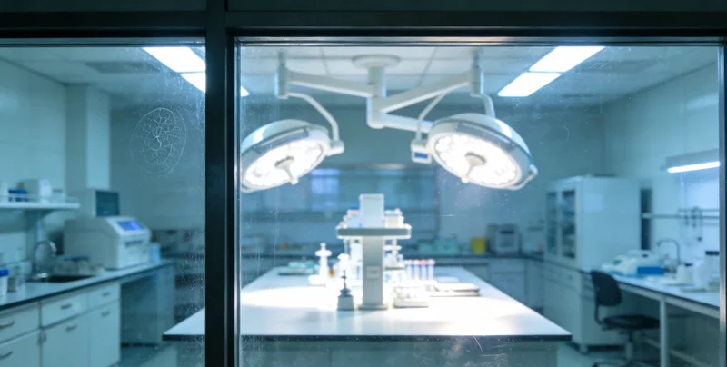 高科技医学实验室内，技术人员操