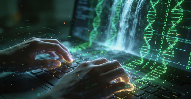 专业人员分析基因测序数据示意图