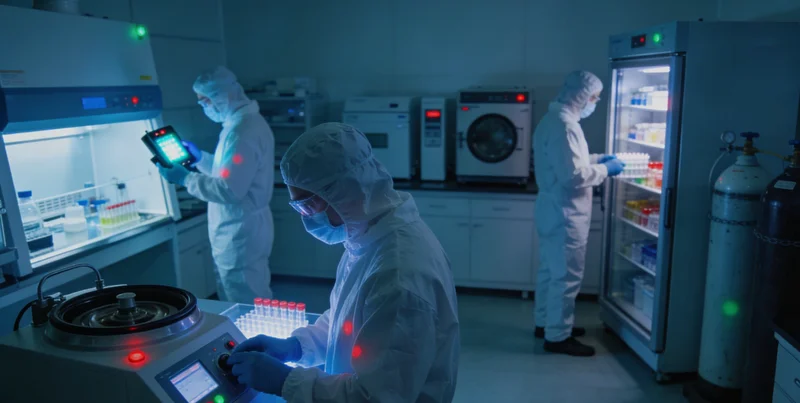 实验室技术人员正在无菌环境下进