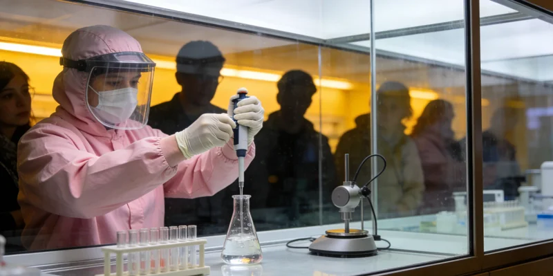 专业实验室技术人员正在进行病毒